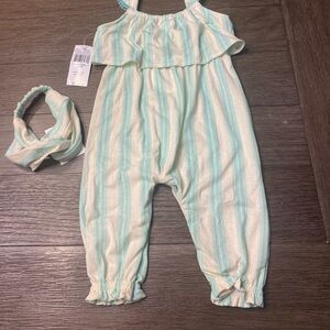 Toddler girls Jessica Simpson pink
ivory jumpsuit romper size 12 month